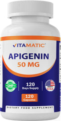 Vitamatic Apigenin 50mg 2 Pack - two vegan capsules bottles front view