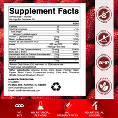 Vitamatic Vitamin B Complex Gummies Strawberry label close-up