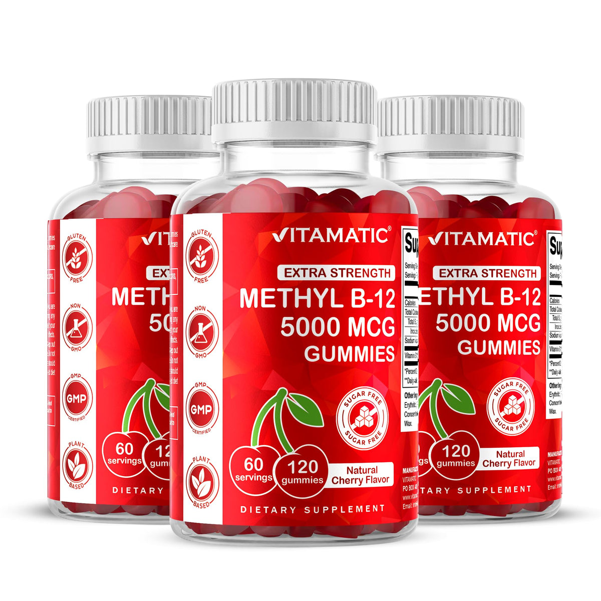 Vitamatic Vitamin B12 5000 mcg Gummies bottle - 120 count