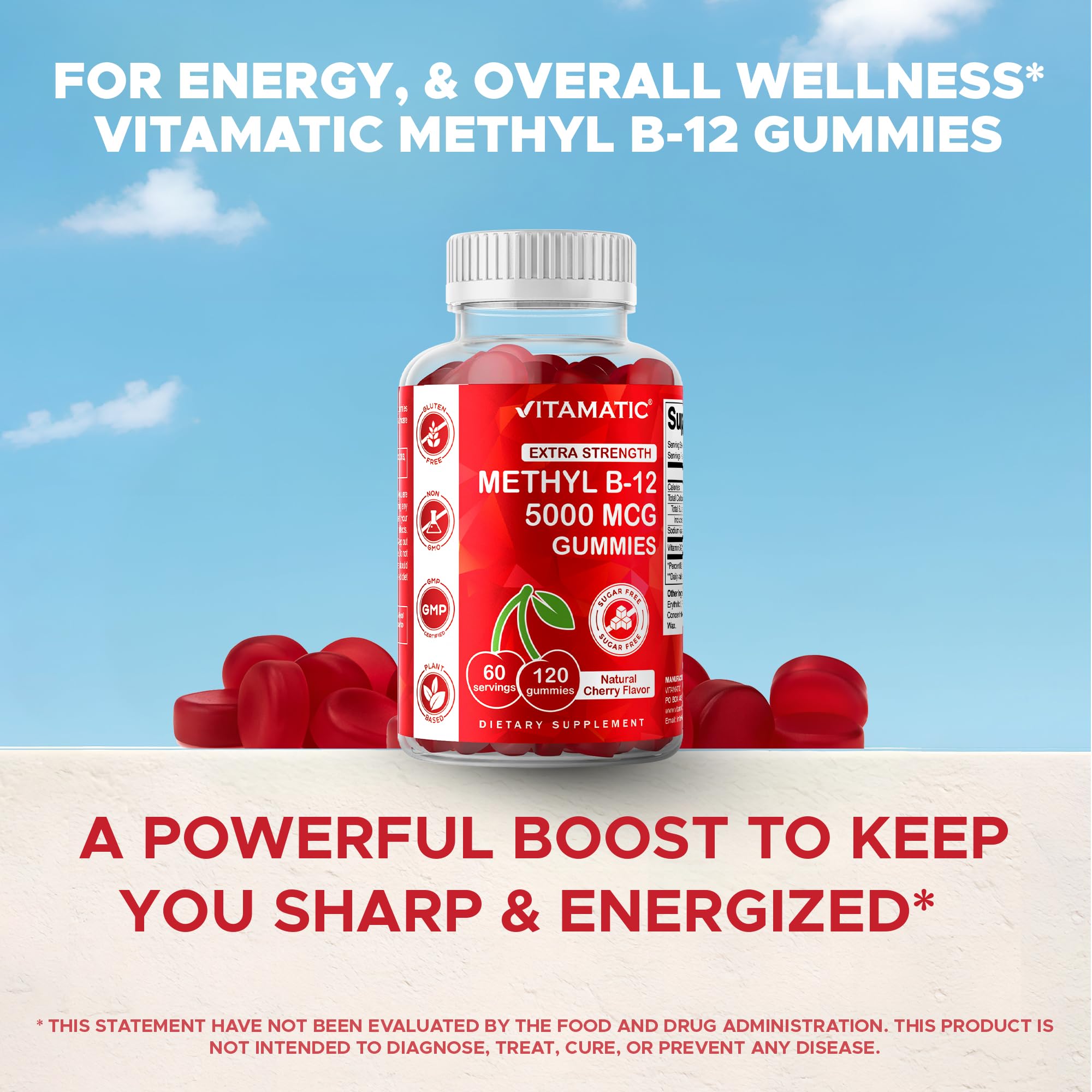 Non-GMO icon for Vitamatic B12 gummies