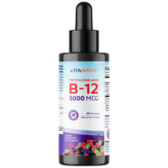 Vitamatic 5000 mcg methylcobalamin B12 liquid bottle - berry flavor, 2 oz