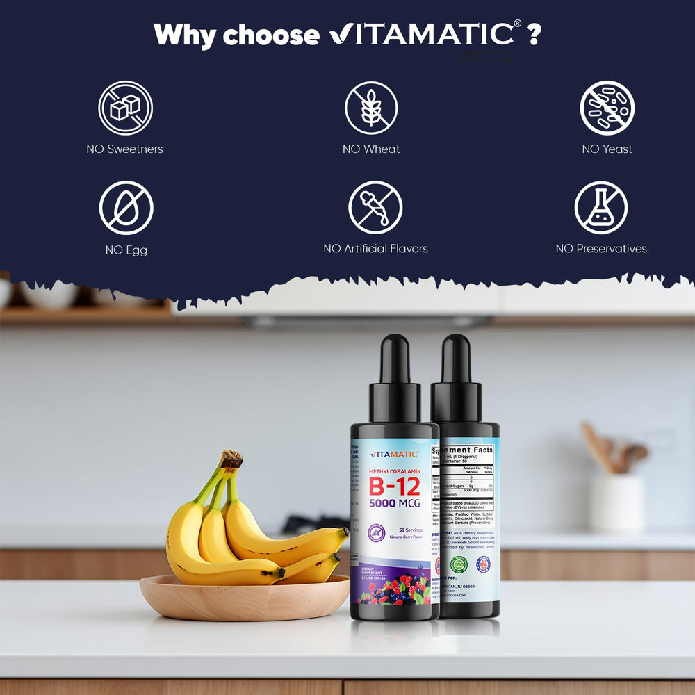 Made in USA packaging for Vitamatic B12 liquid