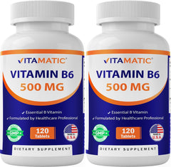 Vitamatic Vitamin B6 500 mg bottle front label