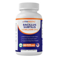 Vitamatic Bacillus Subtilis 10 Billion DR Capsule bottle – 60 count