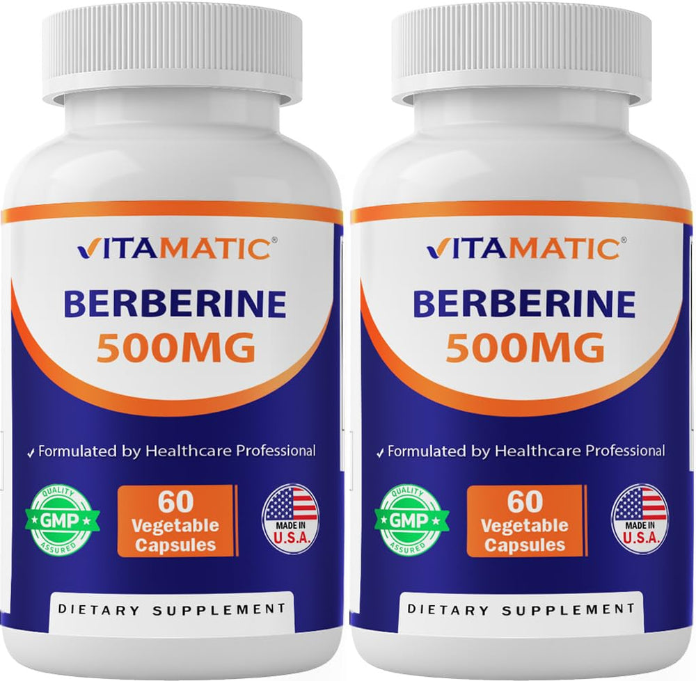 Vitamatic Berberine 500mg bottle label — front view
