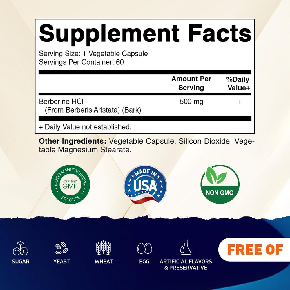 Front view of Vitamatic Berberine 500mg bottle