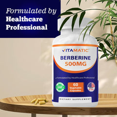 Close-up of Vitamatic Berberine 500mg capsules