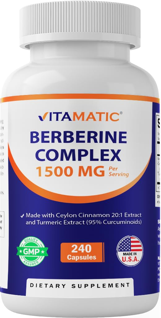 Vitamatic Berberine with Ceylon Cinnamon bottle label