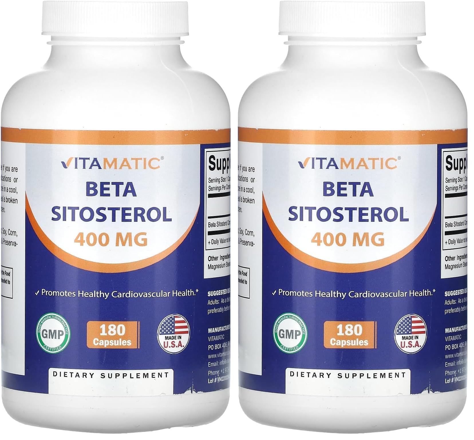 Vitamatic Beta SItosterol 400 mg bottle label