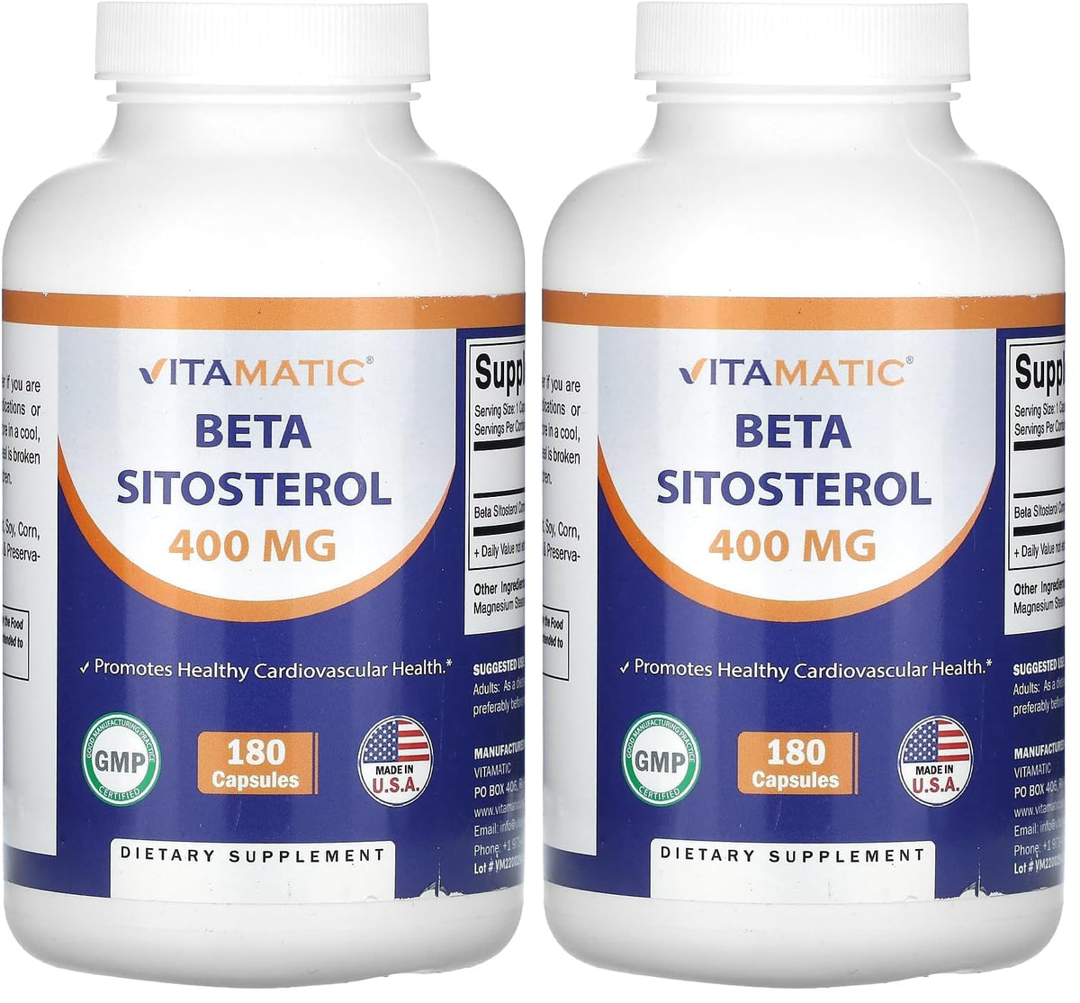 Vitamatic Beta SItosterol 400 mg bottle label