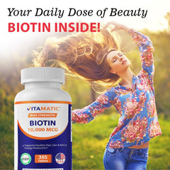 Biotin 10,000 mcg supplement bottle