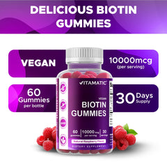 Raspberry-flavored Vitamatic Biotin Gummies