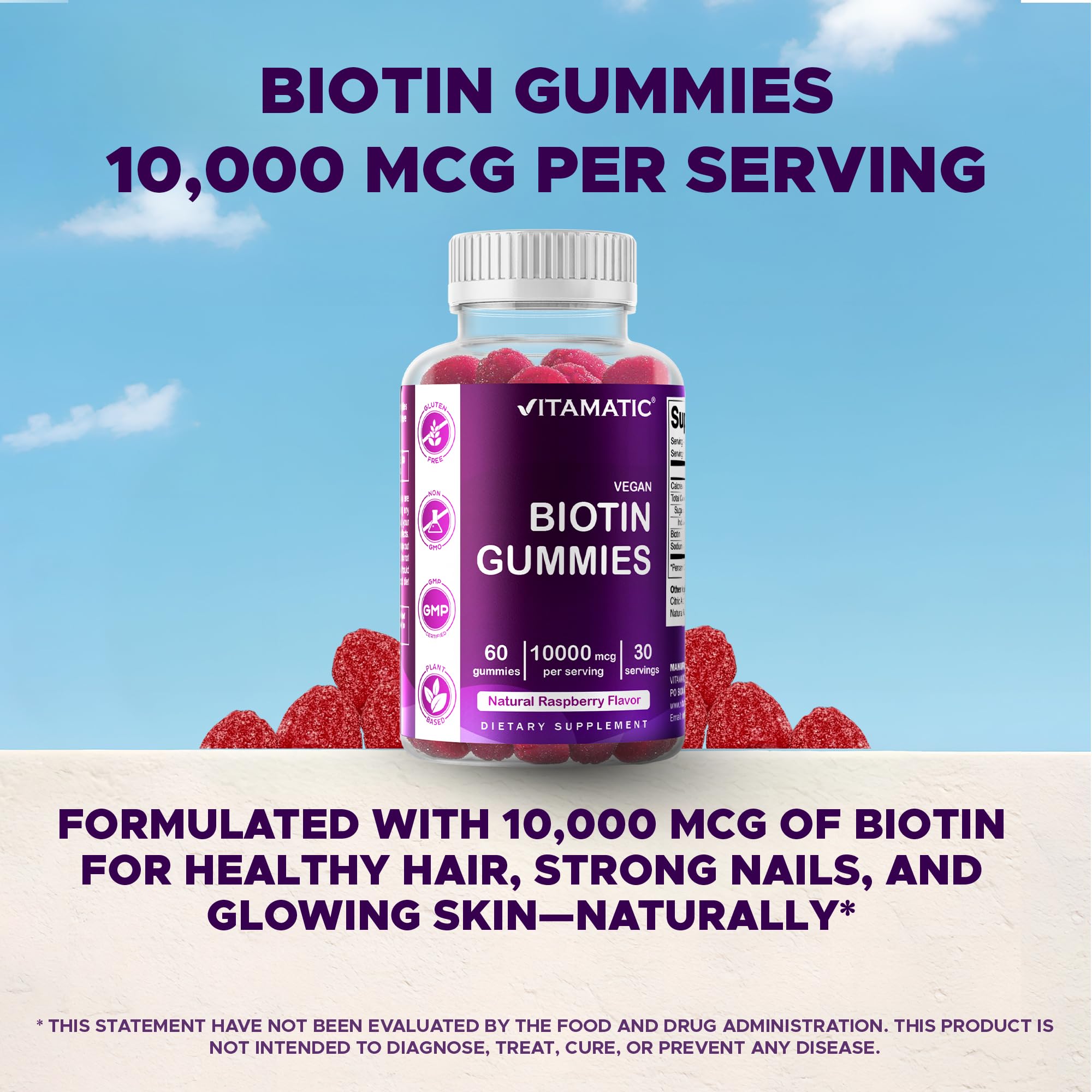 Serving size and dosage information for Vitamatic Biotin Gummies