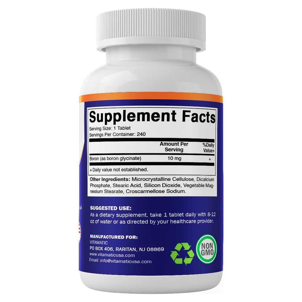 Close-up of natural boron glycinate ingredients