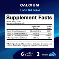 Vitamatic Calcium 1200mg bottle – back label