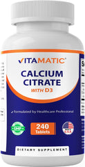 Front view of Vitamatic Calcium Citrate with Vitamin D3 bottle