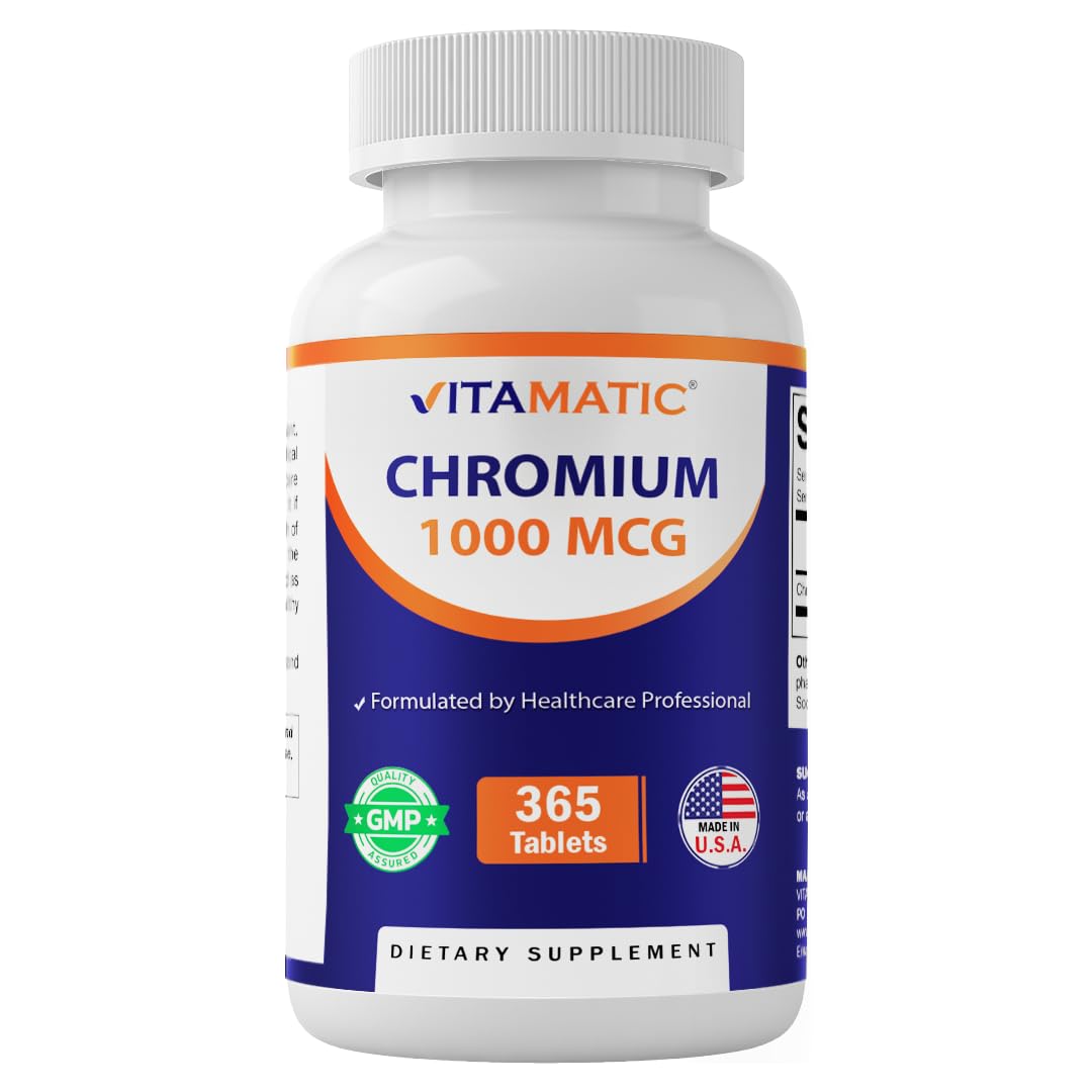 Vitamatic Chromium 1000 mcg bottle label - front