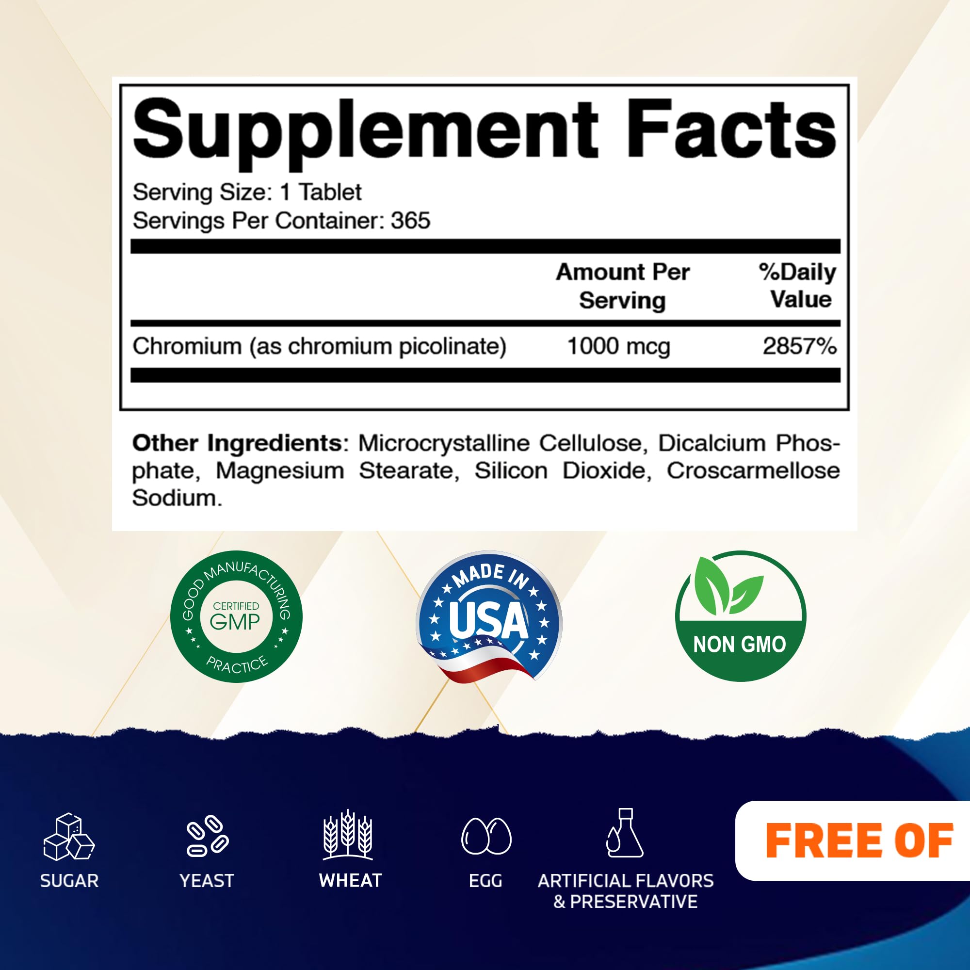 Vitamatic Chromium 1000 mcg bottle side view