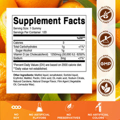 Back view showing nutrition label on Vitamatic D3 gummies