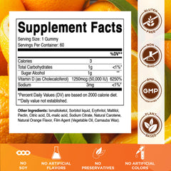 Orange-flavored Vitamin D3 gummies bottle