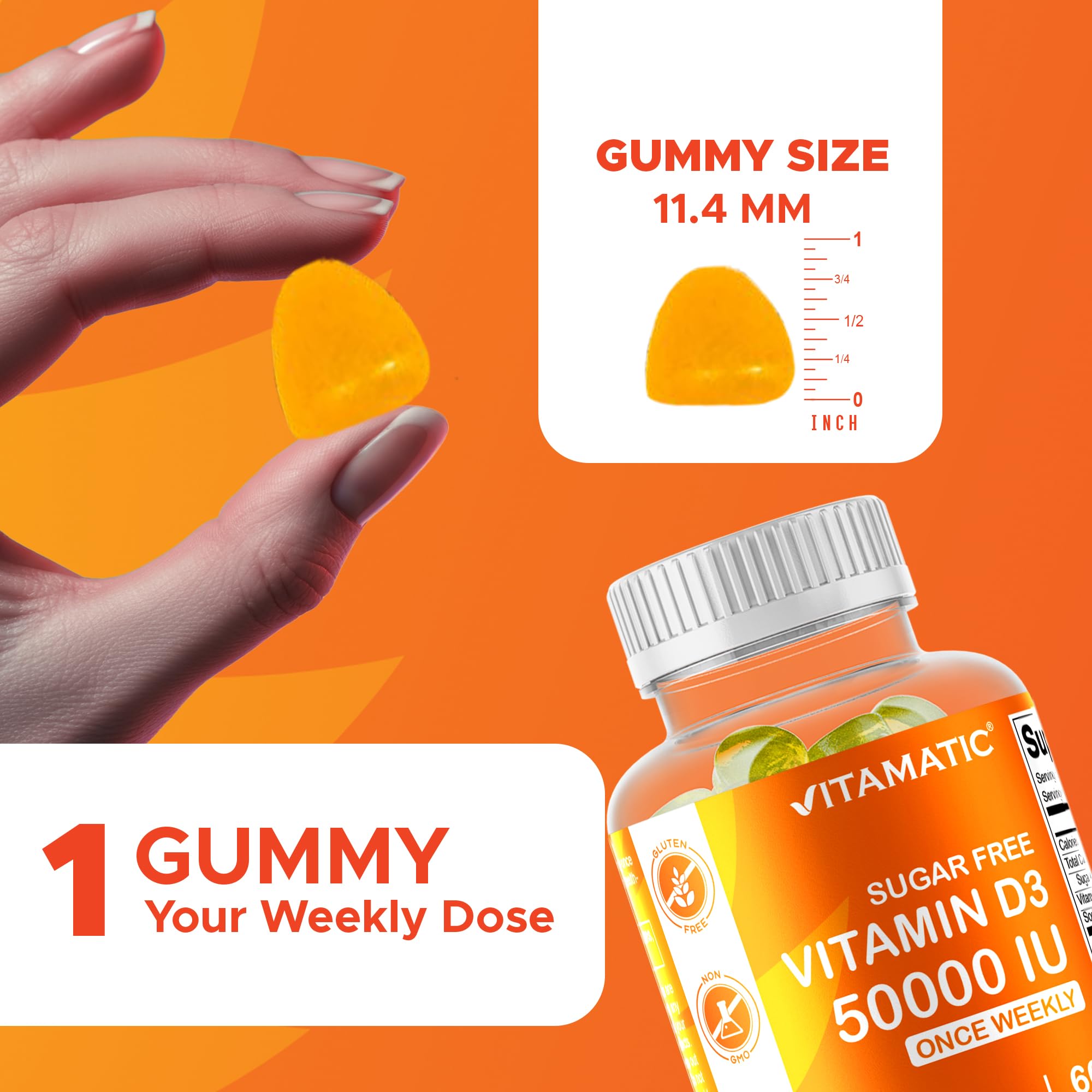 60-count per-pack pectin-based Vitamin D3 gummies