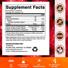 Label showing Vitamin D3 + K2 60 count