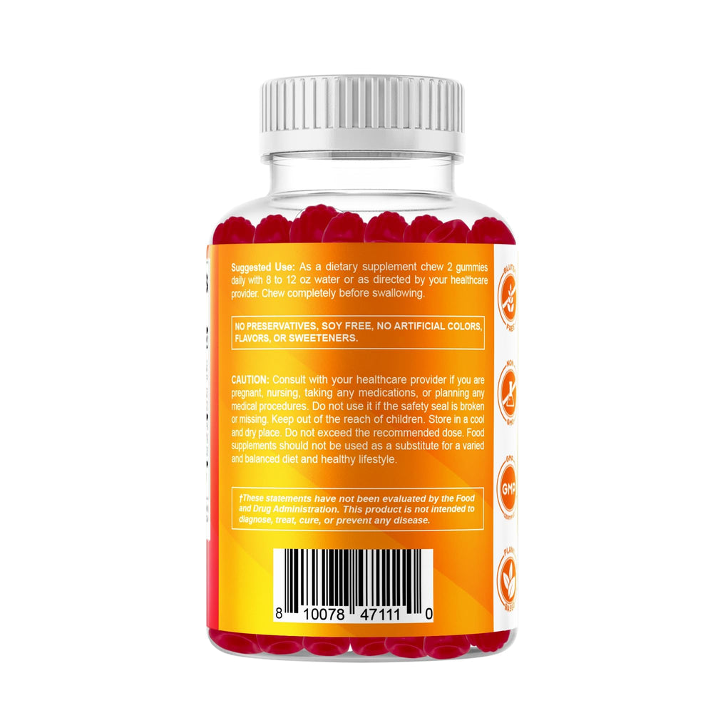 Gummies on white background with packaging