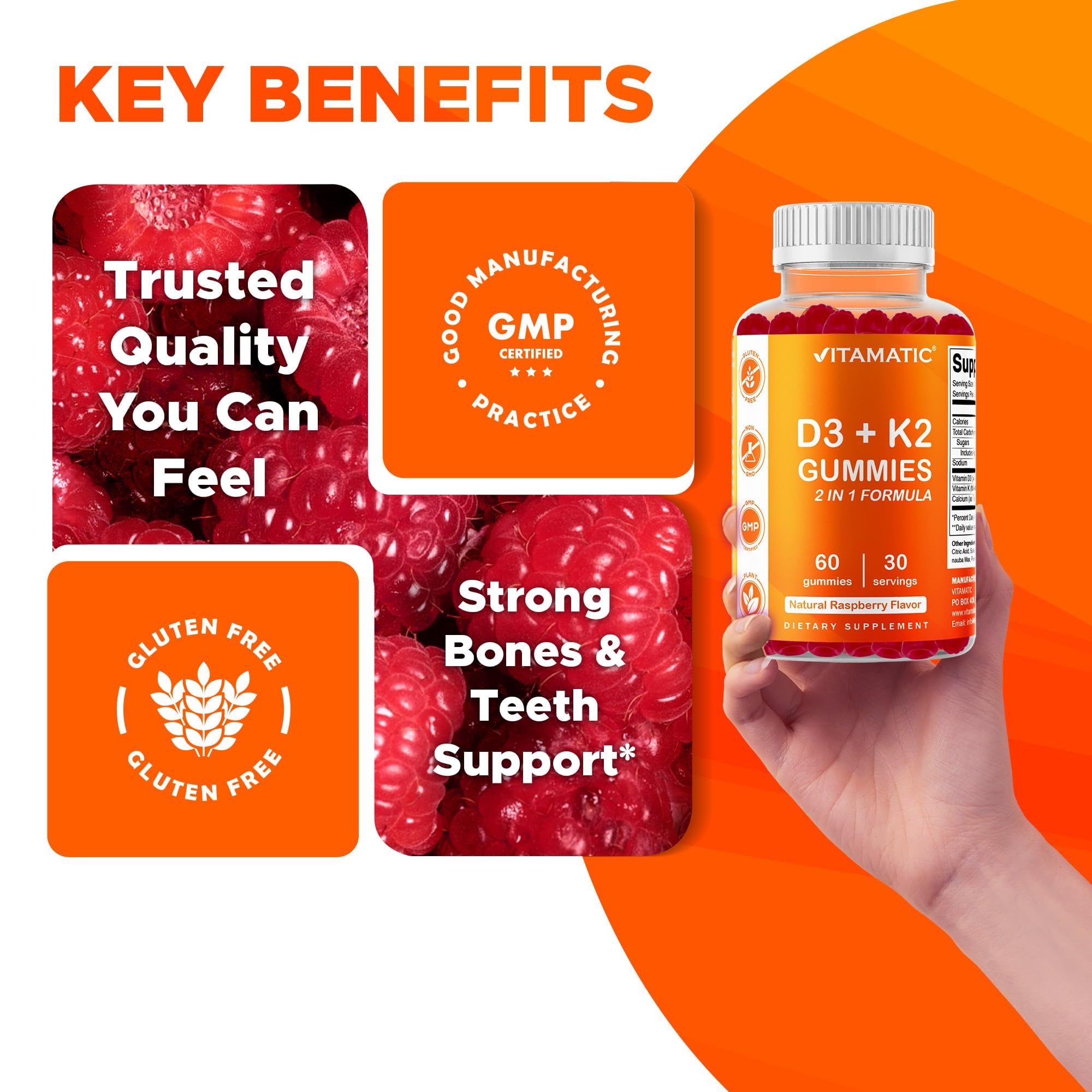 Non-GMO gluten-free vitamin gummies packaging