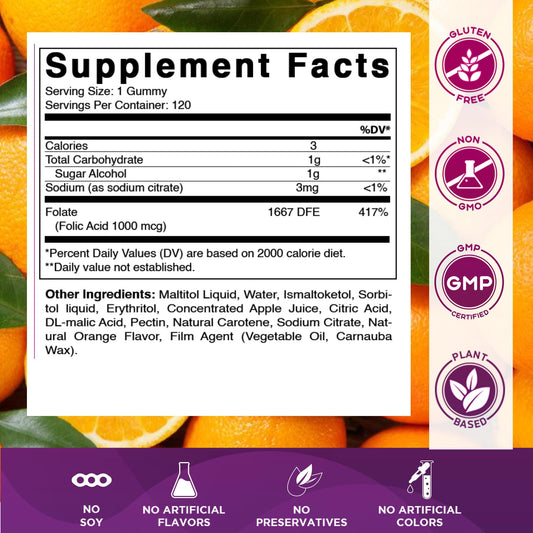 Vitamatic Folic Acid Gummies bottle angled view