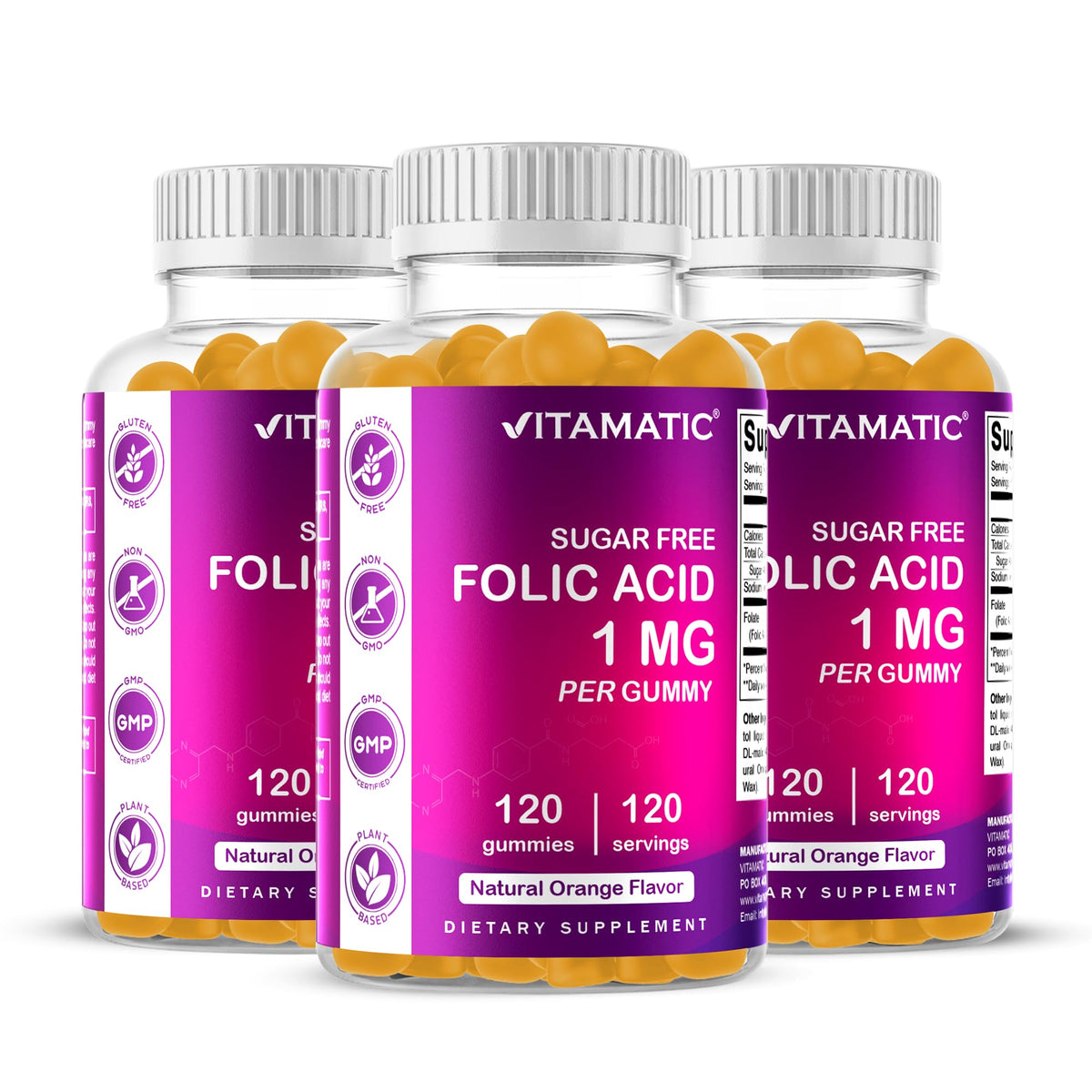 Vitamatic Folic Acid Gummies bottle front view