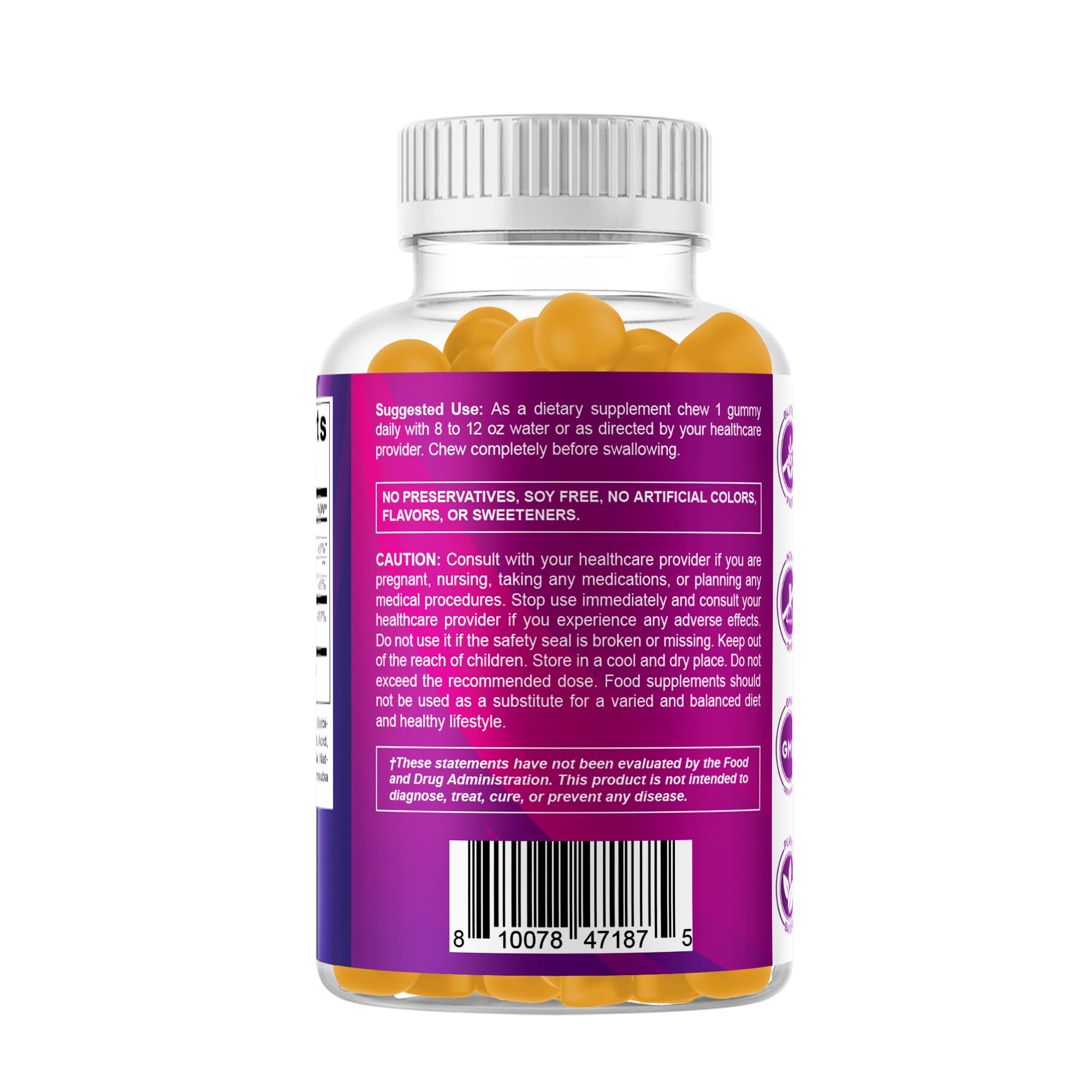 Bottle with glass of water showing daily serving
