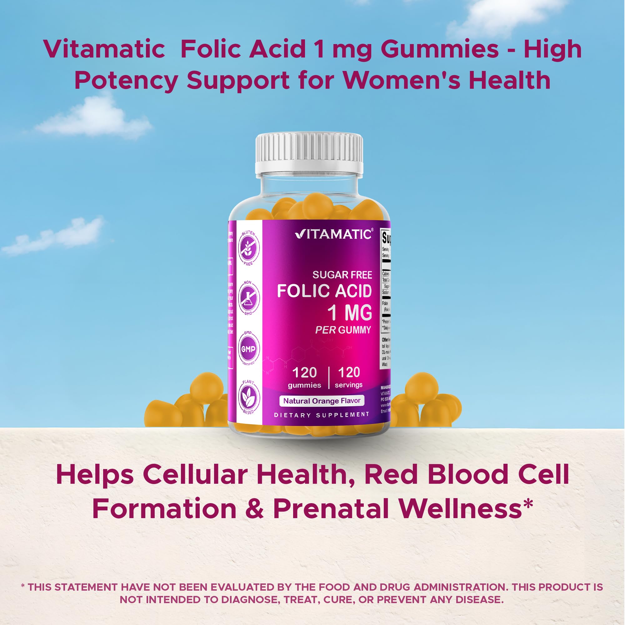 Pectin-based vegan-friendly folic acid vitamin