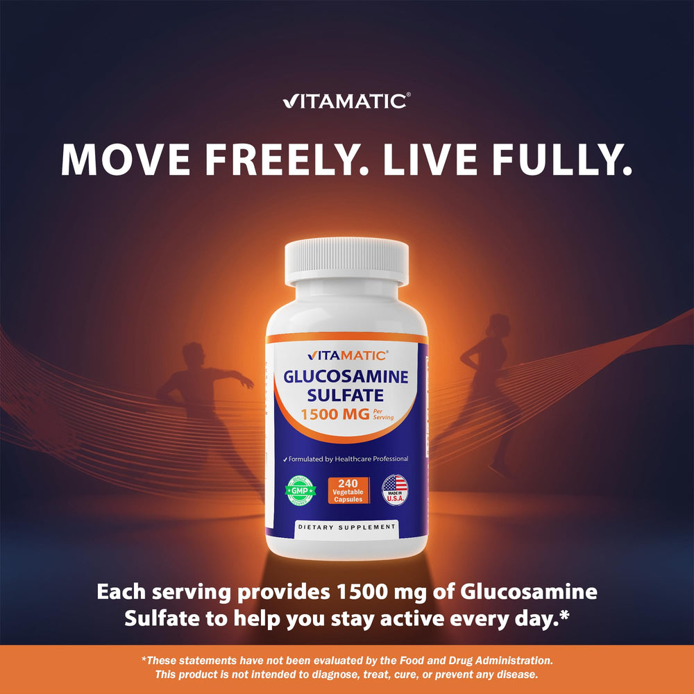 Label highlighting potency of 1500mg glucosamine sulfate
