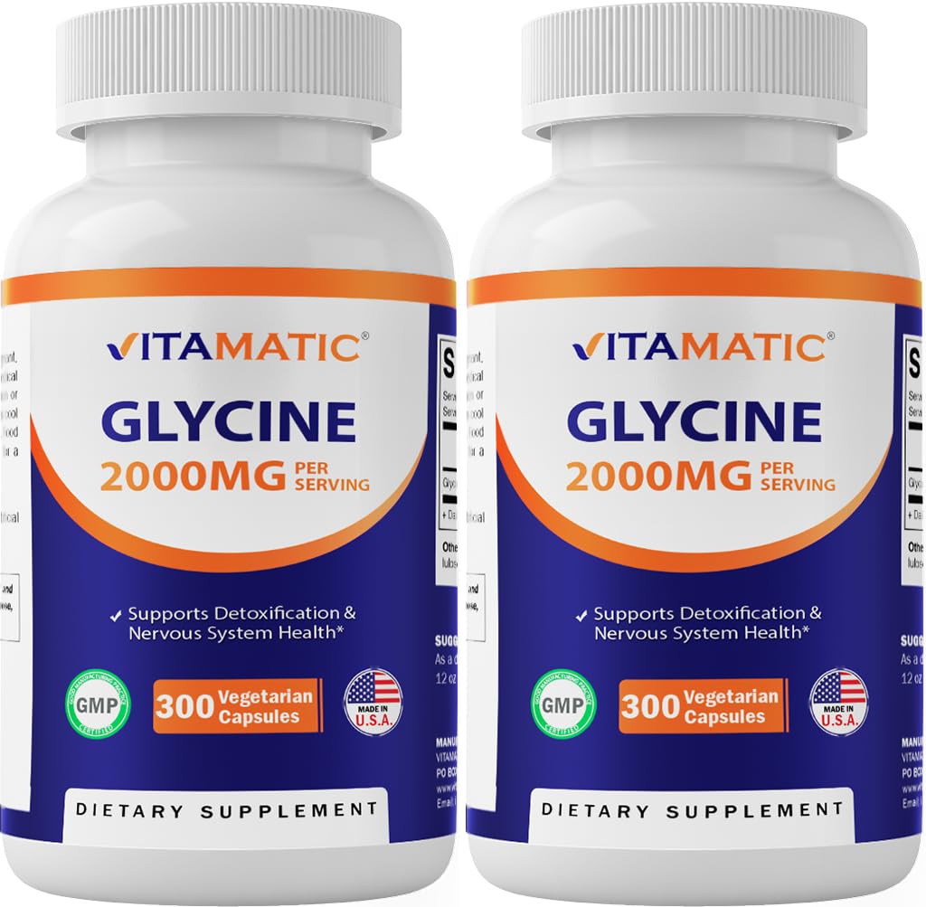 Vitamatic Glycine 2000mg bottle – front view