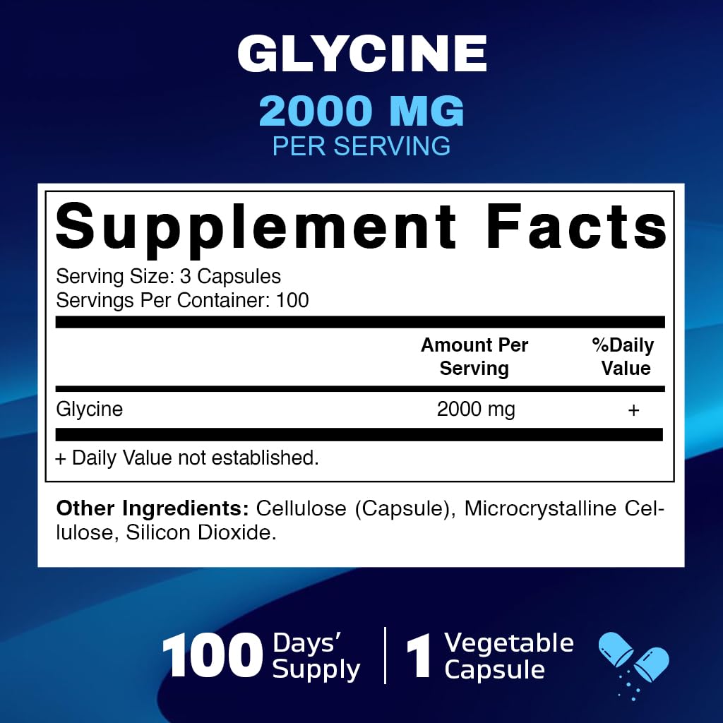 Close-up of Glycine 2000mg per serving on label