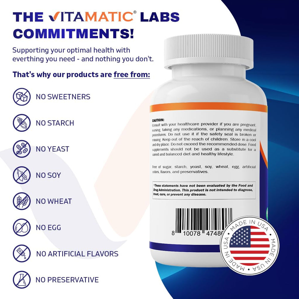 Vitamatic Glycine 2000mg bottle and capsules