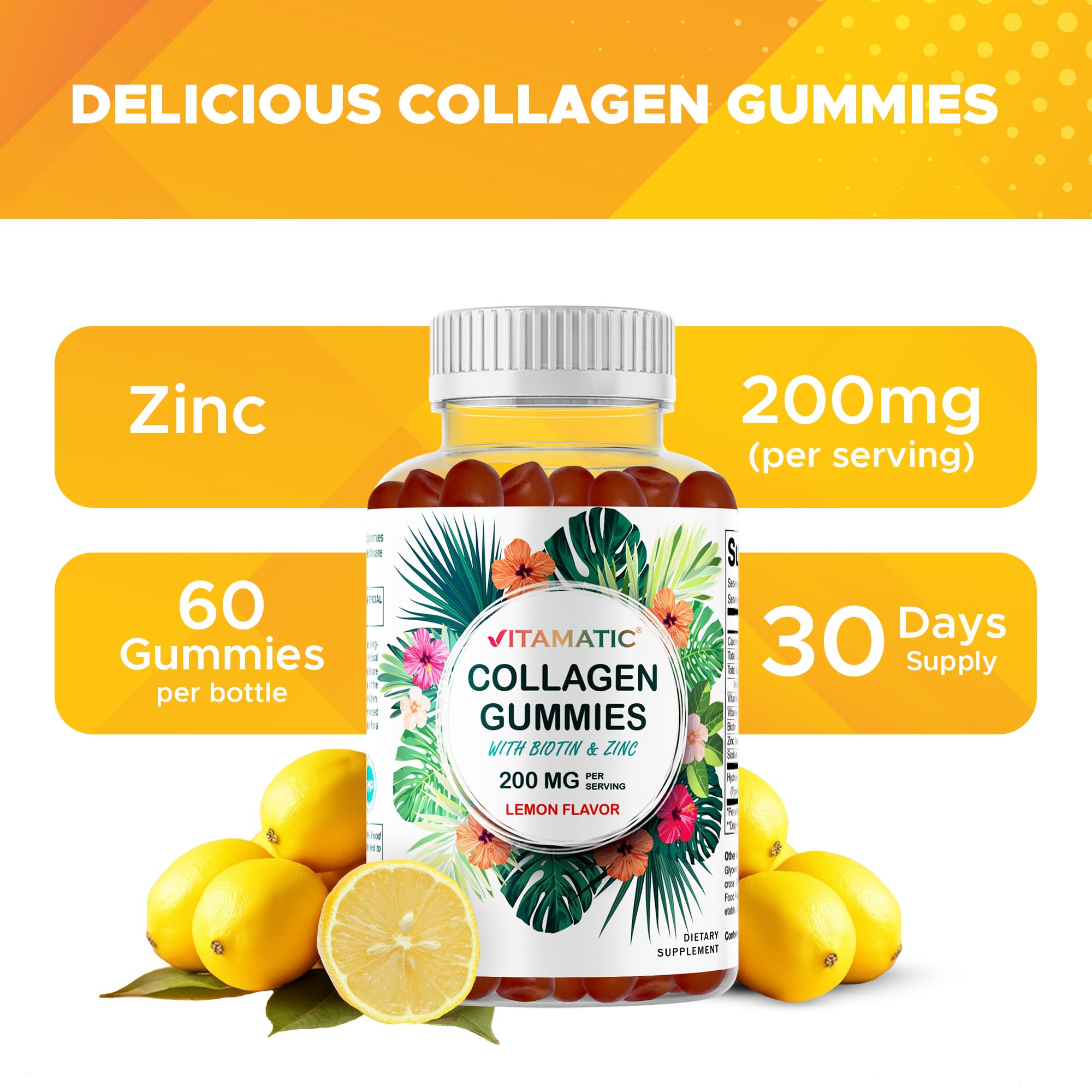 Close-up of Vitamatic Collagen Gummies bottle showing label