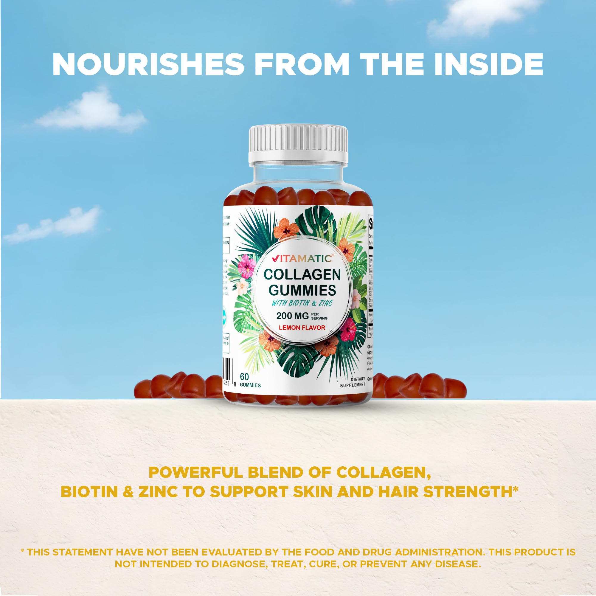 Nutrition facts panel for Vitamatic Collagen Gummies