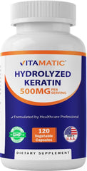 Vitamatic Hydrolyzed Keratin 500mg per serving bottle