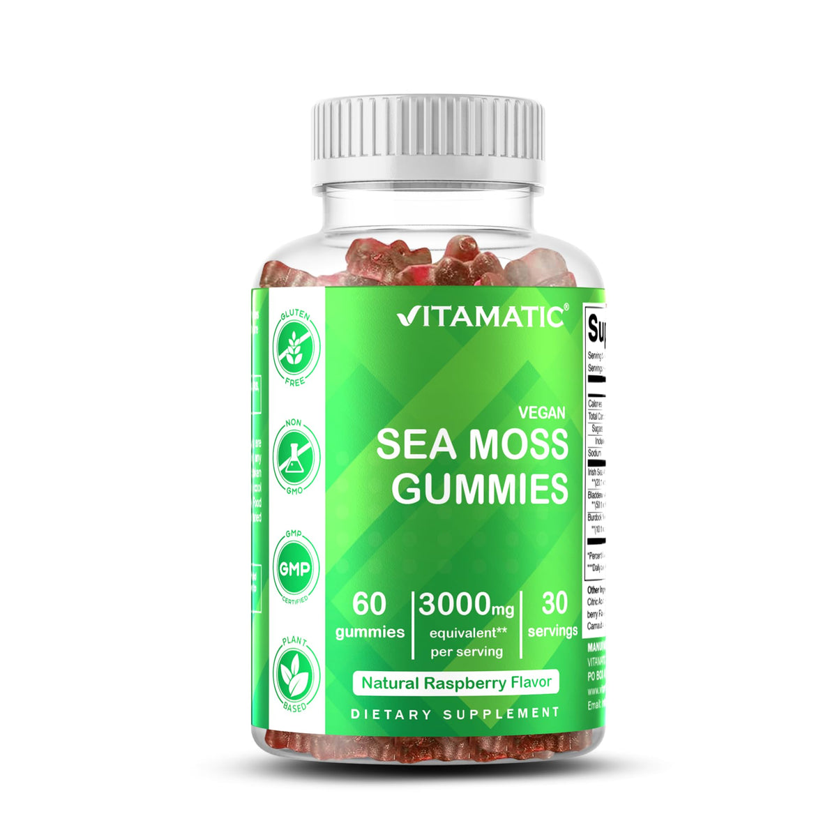 Vitamatic Irish Sea Moss Gummies bottle front view