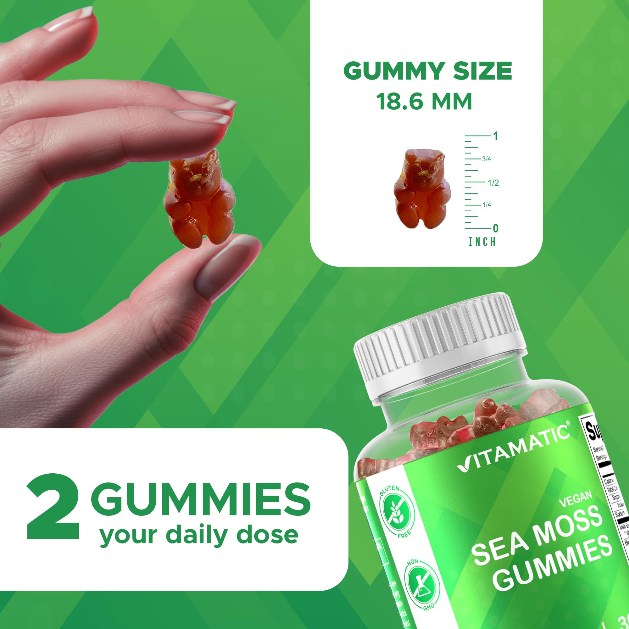 Product label for Vitamatic Irish Sea Moss Gummies