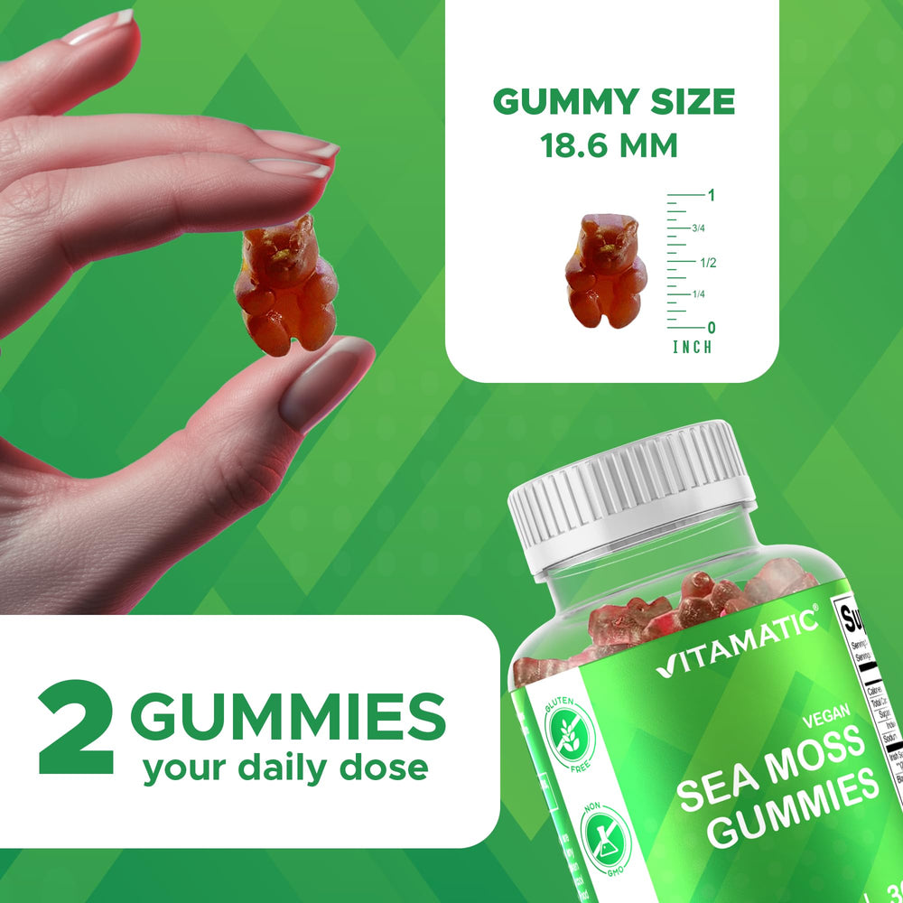 Product label for Vitamatic Irish Sea Moss Gummies