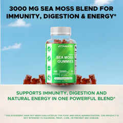 Nutrition facts panel for Vitamatic Sea Moss Gummies