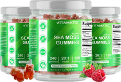 Gluten-free and non-GMO label on Vitamatic Sea Moss Gummies packaging