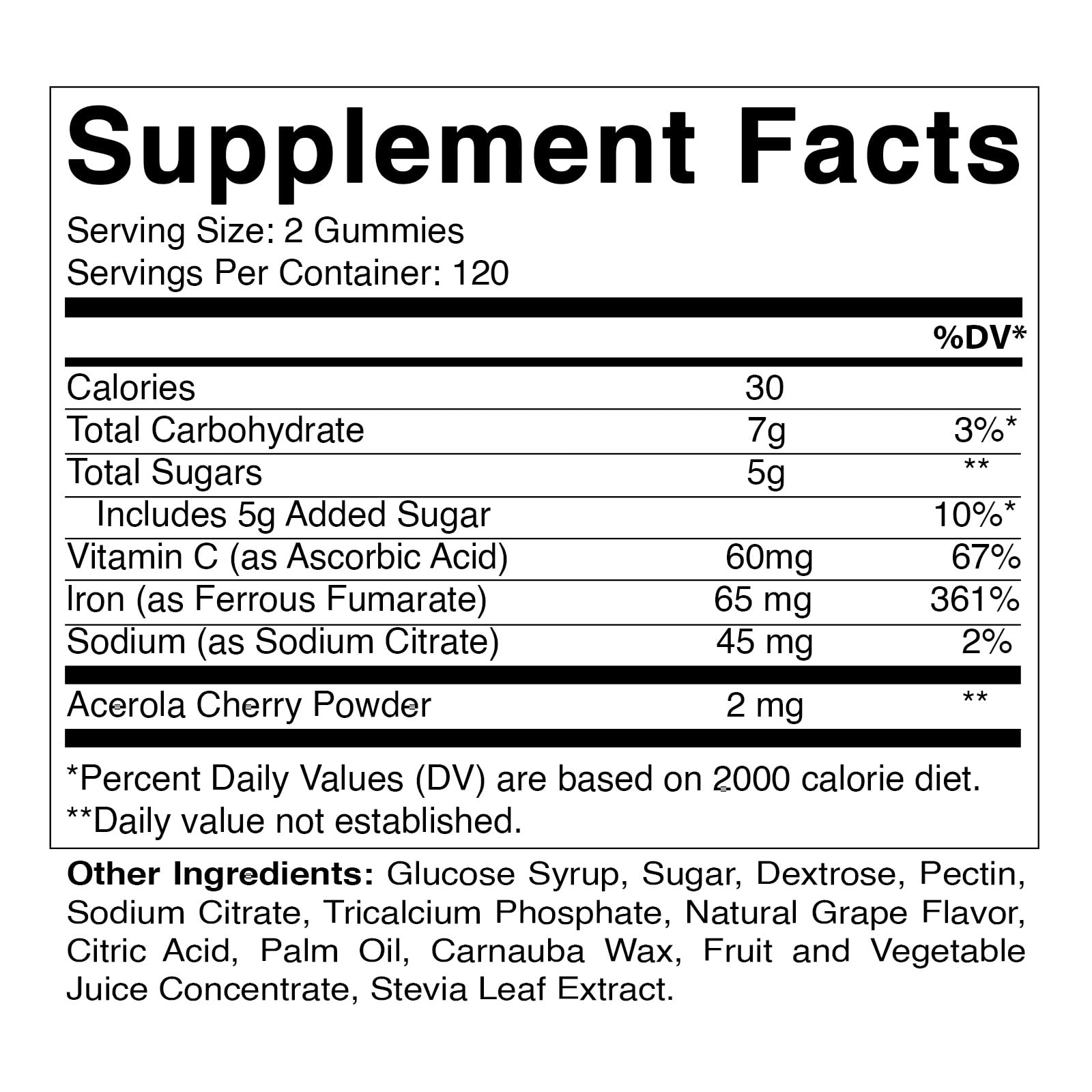 Grape-flavored Vitamatic Iron 65 mg Gummies