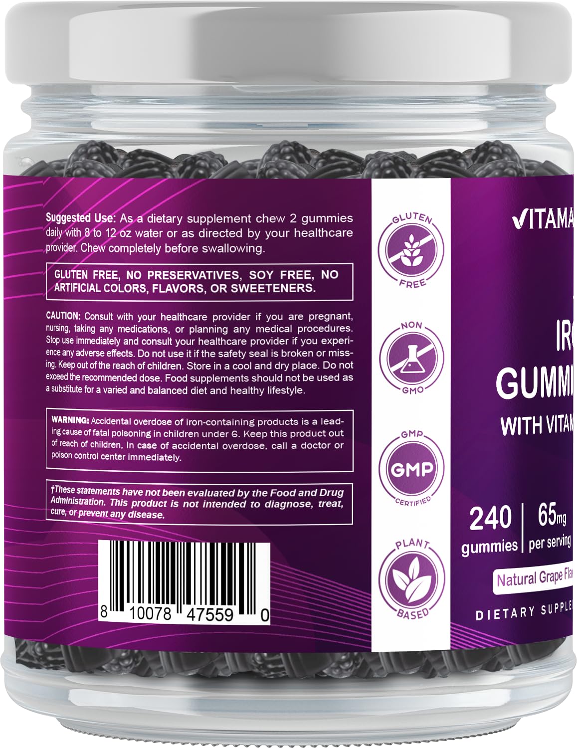 Free from starch, soy, yeast, wheat, egg, artificial colors and preservatives