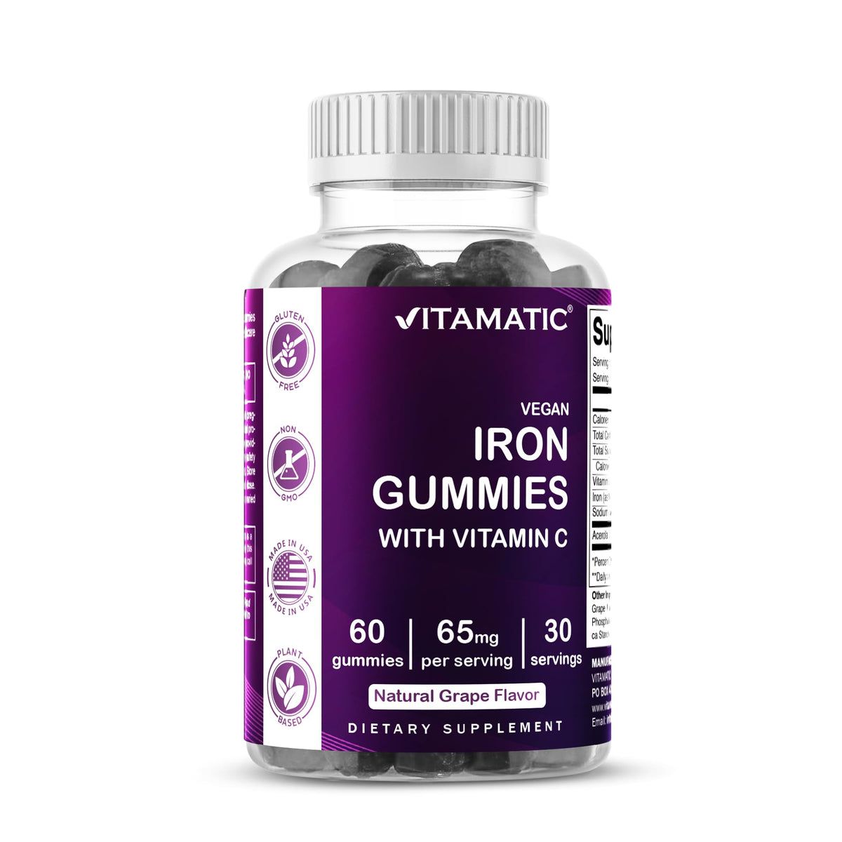 Vitamatic Iron Gummies bottle with label