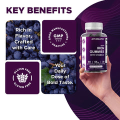 Vitamin C and iron icons for Vitamatic Iron Gummies