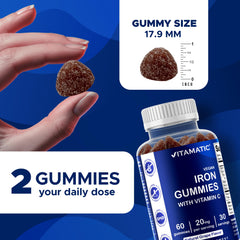 Ingredients and nutrition label for Vitamatic Iron Gummies