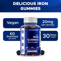 Nutrition facts showing iron and vitamin C content
